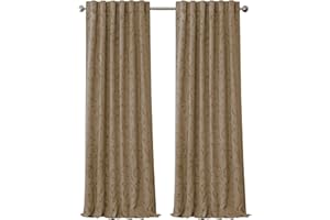 Elrene Home Fashions Mia Jacquard Scroll Blackout Window Curtain, 52" x 84" (1 Panel), Taupe