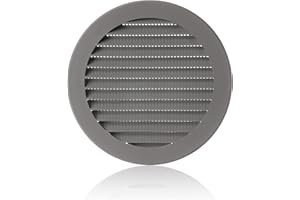 ABOUT VENT Ø 125mm Rejilla de Ventilación de Plástico ABS Gris con Mosquitera - Rejillas de Ventilación Redondas