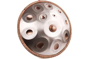LOMUTY Handpan 432 HZ Débutant, Drum Instrument 12 Tons 22 Pouces, Hand Pan D Mineur, Tambour à Main avec Sac de Batterie et Support-Handpan pour la Guérison par le Son, la Méditation, le Yoga, Argent