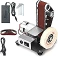 Electric Belt Sanding Machine, Mini Belt Sander Electric Knife Edge Sharpener Sanding Machine Belts Adapter Polisher Kits Mini Bench Grinder 7 Adjustable Speed (UK 3 Pin Plug Upgrade)