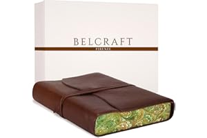 Belcraft Venezia Romantica Journal Intime/Carnet de Notes en cuir de fabrication artisanale Italienne, Journal de Voyage, Notebook, Cadeau Spécial (12x17 cm) Brun