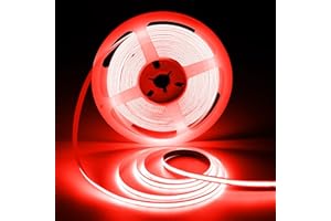 ShineBurky Striscia LED COB 10 Metri Rosso, 24V Strisce LED CRI93+ Larghezza 8mm LED Strip Light Tagliabile Flessibile Per TV Backlight Cucina Camera da Letto Decorazione (Senza Alimentatore)