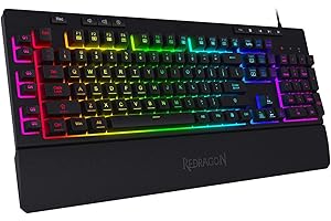 Redragon K512 Shiva RGB podświetlana klawiatura do gier układ USA z klawiszami multimedialnymi, liniowy przełącznik mechaniczny, 6 dodatkowych wbudowanych klawiszy makro, dedykowane sterowanie