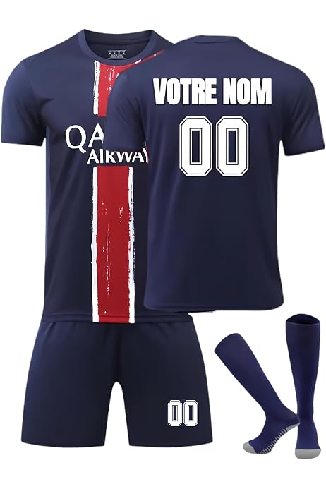 Maillot Foot Personnalisé Enfant 2024/2025 - Ensemble Complet Avec Nom Et Numéro - Short Et Chaussettes Inclus