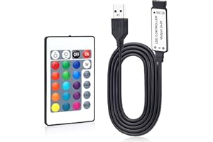 Aroidful 1m USB DC 5V inline Contrôleur infrarouge et 24 touches Contrôleur sans fil pour 5050 3528 RGB bande lumineuse