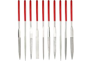 ZYDYRX 10 pezzi Mini lime diamantate 5x180 mm Set di lime ad ago con impugnatura in plastica rossa per metallo morbido plastica legno e pietra