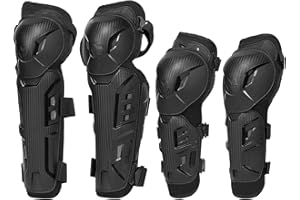 Scoyco Espinilleras de rodilla para motocicleta 4 unidades protectores de coderas ajustables antideslizantes a prueba de golpes protectores para motocross carreras ATV patinaje y equipo de protección