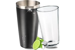 ‎UAKEII Professioneller Boston Shaker mit Rührglas 700 ml - Cocktailshaker aus Edelstahl mit Kälteschutz-Antirutschbeschichtung - Bar Zubehör für zu Hause - Geschenkidee für Männer & Frauen
