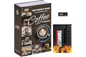 SEKAM Book Safe with Combination Lock, Hidden Safe (24 x 15 x 5.5 cm) with Fireproof Bag, Secret Diversion Safe, Hollow Book Box Hidden Storage, Money Safe Box for Cash (COFFEE)