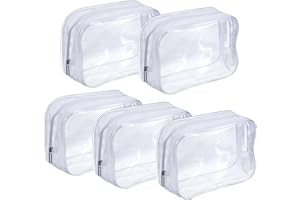byou PVC Bolsa Portátil de Maquillaje,Bolsa Cosméticos Transparente 5 Piezas Impermeable Claro Bolsa de Aseo con Cremallera para Vacación Baño y Almacenamiento