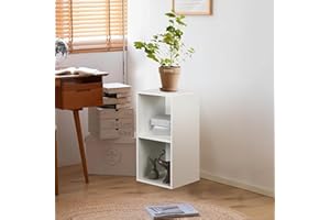 PACHIRA E-COMMERCE PACHIRA Bookcase with 2 Levels, 1 x 2 Wooden Bookcase, Step Shelf, Standing Shelf with 3 Compartments, Open Storage Shelf, Cube Shelf for Clothes, Toys, Office Shelf for Living Room