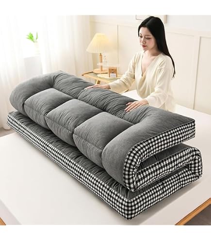 Matelas Futon Japonais Pliable 140x200 Cm - Tatami Sol, Coton, Pour Chambre, Camping Ou Chambre D'amis