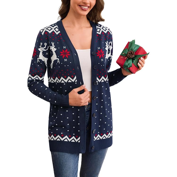 Gilet Long En Laine Pour Femme - Cardigan D'hiver Grande Taille, Coupe Ample, Coloris Bleu Marine, Rouge, Noir Ou Vert - 12