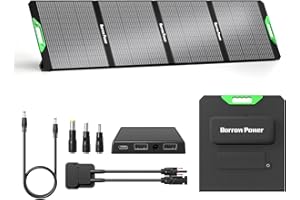Kit de Panel Solar Portátil Borrow Power de 160W con 20V DC, 3 USB y Salidas MC4, Cargador Solar de Alta Eficiencia Compatible con Varios Dispositivos para Camping, Hogares Autónomos y Emergencias