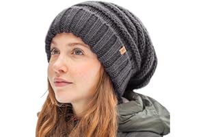 TOP-EX M/L/XL 100% wełna Slouch Beanie damska ciepła czapka zimowa czapka dzianinowa z podszewką polarową