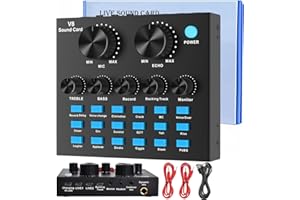 Sicomne Audio Interface Podcast Equipment Bundle, Bluetooth DJ Mixer Audio Streaming Mixer Podcast Production Studio Equipment Gaming PC Phone Voice Changer YouTube Tikok Random Color Red or Blue