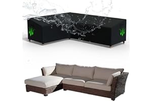 Zdada L-Shape Garden Furniture Covers Waterproof, 222x286x87CM Outdoor Rattan Furniture Covers Windproof, Heavy Duty 600D Oxford Fabric Corner Sofa Cover, Patio Furniture Covers with Air Vent - Black
