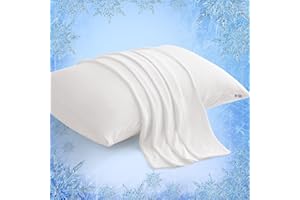 Elegear Funda Almohada Fria para Verano 2 Pack, Japanese Fibra de Enfriamiento ARC-Chill Q-MAX> 0,43,Suave Y Transpirable，Reducir la Electricidad Estática Proteger el Cabello(Blanco,50×75 CM)