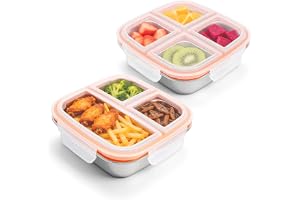 2 st Rostfri Matlåda 600 ml med 7 Fack, Snacklåda för Barn och Vuxna, Läckagesäker Bento Box, Återanvändbar Lunchlåda för Sko