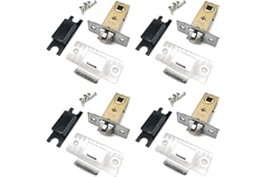 Jiehaojia 4 juegos de pernos pasan a través del pestillo de la puerta tubular (40mm), con tapa protectora de plástico, soporte de acero inoxidable y un juego de tornillos