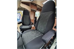 BREMER SITZBEZÜGE Dimensions seat covers compatible with motorhome driver and passenger, colour number: 821 (black)