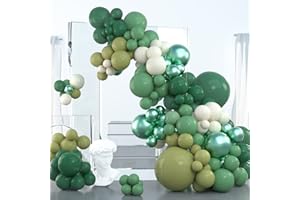 PartyWoo Guirlande de Ballons Verts Rétro, 102 pcs Nuances de Ballons Verts Différentes Tailles Paquet de 18 Pouces 12 Pouces 10 Pouces 5 Pouces pour Décorations d'Anniversaire, Décorations de Mariage