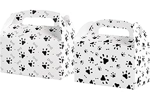 C L COOPER LIFE 24pcs Puppy Dog Pet Paw Print Bone Sign Paper Gift Treat Boxes Dog Theme Party Candy Goodie Boxes for Kids Birthday Party Baby Shower Decorations