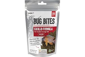 Fluval Bug Bites fiskmat, med insektlarver, för ciklider, långsamt sjunkande pellets 5–7 mm, 100 g