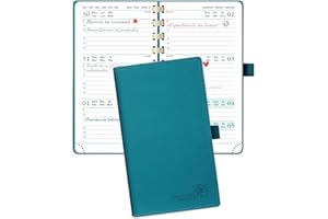 POPRUN Agenda de Bolsillo 2024 Semana Vista Pequeña 16,5 x 9 cm, Planificador Semanal 2024 A6 con Porta Boligrafos Autoadhesivo, Tapa Blanda en Cuero Vegano y Papel Certificado FSC®, Verde Pacífico