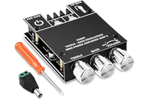 KKMOL 502MT 2x50W Bluetooth 5.0 Stereo Verstärker Board 2.0-Kanal Stereo Audio Empfänger Leistungsverstärker Modul mit AUX-Eingänge Bass Treble AMP