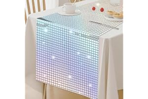 EPOKUS Disco Party Tischläufer, 30x275cm Discokugel Tischdecke, Silber Table Runner mit Farben Glitter, Disco Party deko, 70er Disco Thema deko, Tisch läufer für Geburtstag Tanzparty（Schillernde Farben）