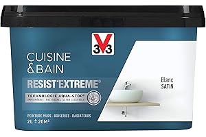 V33 Peinture multi-supports monocouche Cuisine & Bain Resist'Extrême® Satin, Blanc, 2L
