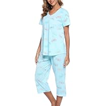 ENJOYNIGHT Pigiama Corto Donna 2 Pezzi Cotone, Maglietta E Pantaloncini Con Tasche, Stampa Coniglietto Viola, Taglie Forti XXL