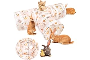 BOMOYA Conejo plegable túnel de 3 vías conejos enanos escondite juguetes pequeños animales actividad túnel de actividad de animales pequeños juguetes para conejos de indias gatos