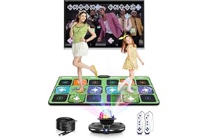 Acelufly Flannel Dance Mat, Interactive Dance Mat for TV with HD Camera and Wireless Controller, Perfect for Adults and Children, for Girls and Boys (Green)