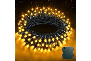 Buudala 5M 50LED Warmweiß Lichterkette Batterie für Außen Innen, 8 Modi IP44 Wetterfeste Weihnachtslichterkette mit Timer für Garten, Party, Weihnachtsbaum, Zimmer Deko - Grünes Kabel