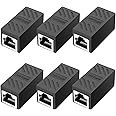 Greluma 6 Pezzi Accoppiatore di Rete RJ45, Connettori Ethernet, in Linea Schermato per Prolunga Cavo per Modem Ethernet Cat7/
