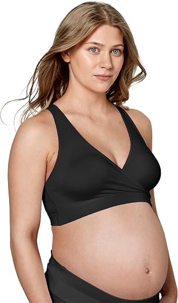 Medela Keep Cool Sleep Seamless Maternity and Nursing Bra with Full-Back Breathing Zone and Soft Touch Fabric, Black - 1