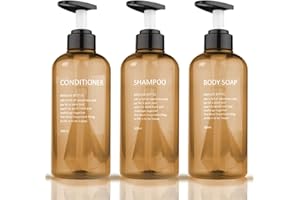 NUTS OT NUTS Butelki na szampon do napełniania, dozownik mydła, tworzywo sztuczne, z pompką, żółte, 500 ml, 3 sztuki, dozownik szamponu, pusta butelka na żel pod prysznic, dozownik do łazienki