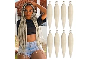 Leeven 8 Packs Pre Stretched Braiding Hair Blonde 30 Inch Yaki Texture Ombre Brading Hair Extensions for Box Braids Kanekalon Hair Fiber Crochet Hair Extensions for Braiding /30 Inch 613#