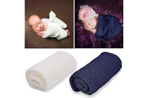 iSpchen Neugeborenes Baby Kinder Fotografie Requisiten DIY Neugeborenes Baby Stretch Wrap 2 Stücke Baby Fotoshooting Requisiten,Marineblau+Weiß