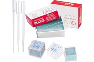 LECHENGJIA 100 PCS High Quality Chamfered Pre-Cleaned Microscope Slides and Ground Edge 200 Pcs Pre-Cleaned Microscope Cover Glasses With 3 Different Capacity Plastic Droppers