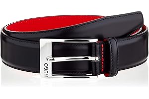 HUGO Hommes BARNEY Ceinture en cuir lisse confectionnée en Italie avec boucle logo