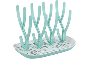 ToeZee Baby Bottle Drying Rack Space Saving Countertop Baby Bottle Holder, Drying Rack for Baby Bottles Accessories - Stores Up to 12 Bottles, Dishwasher Safe (Pink)