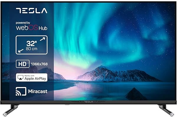 TESLA TV Smart TV 32 Pulgadas Series 6 - webOS, HDR10, Dolby Audio, ThinQ AI, AirPlay, Miracast, Game Mode, Grabación USB, 3 HDMI + 2 USB, Negro (32)