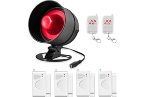 TOWODE Kit di Allarme Antifurto Wireless per Porta 120dB, Sistema di Sicurezza per Garage, Capannone, Casa, Appartamento, Allarme Casa con Sensore di Contatto per Porta e Controllo Remoto