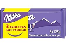 Milka Tableta de Chocolate con Leche de los Alpes Pack Formato Familiar 3 x 125g