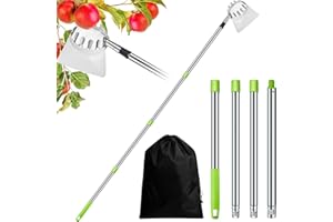 HONOSON Obstpflücker Werkzeug mit Verstellbarer Teleskop Stange Verstellbarer Kirschpflücker Beerenpflücker mit Obst Aufbewahrungstasche für Apfel Orange Zitrone Birne (5 Fuß Stange)