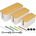 Cord Organizer Cable Management Box Holder Set of 3 for Cords, Power Strips or Surge Protectors, Hide Loose Wires Behind TVs Home Office Computers Office Desks Entertainment Centers