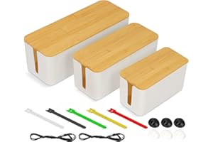 BOSSJOY Cord Organizer Cable Management Box Holder Set of 3 for Cords, Power Strips or Surge Protectors, Hide Loose Wires Behind TVs Home Office Computers Office Desks Entertainment Centers